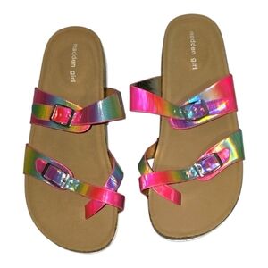 Madden Girl Pink Rainbow Holographic Sandals - 4
